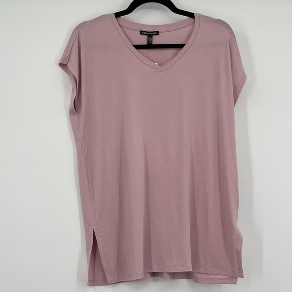 EILEEN FISHER WOMENS T-SHIRT IN LIGHT PLUM SIZE XS NWT - Picture 2 of 8